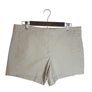 NWT J. Crew Shorts Women's Size 12 Beige Striped Chino Preppy Summer Minimalist